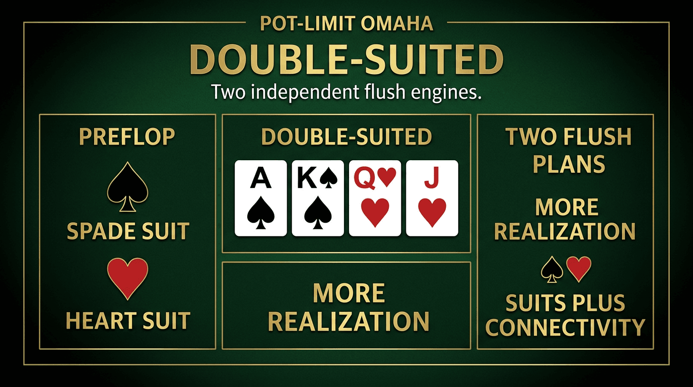 Double-Suited PLO strategy infographic
