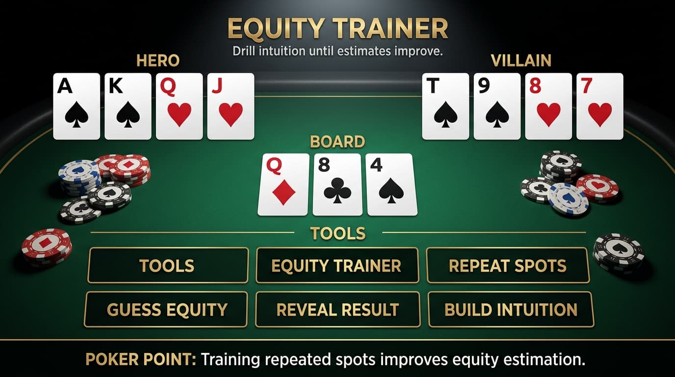 Equity Trainer PLO strategy infographic