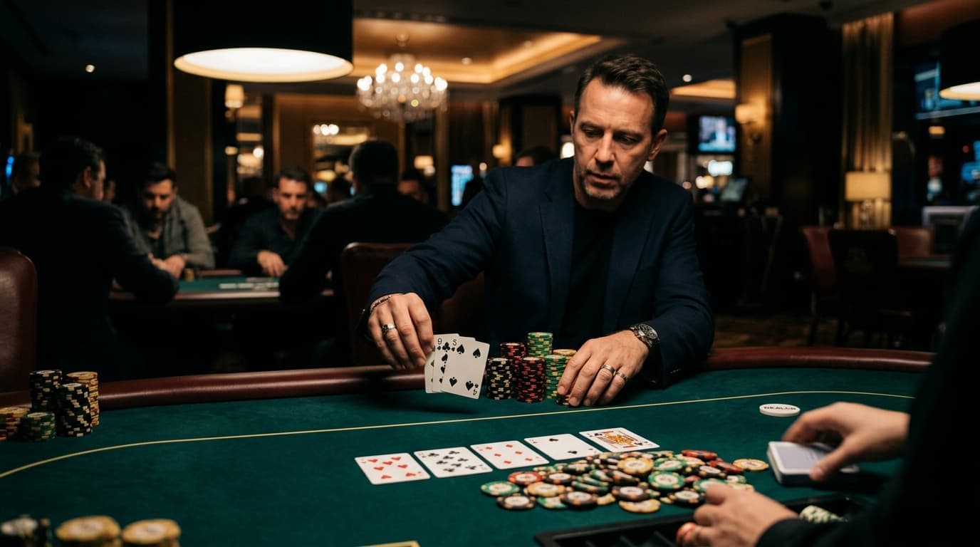 Connected board cards and a fanned hand form the shape of a wrap draw.