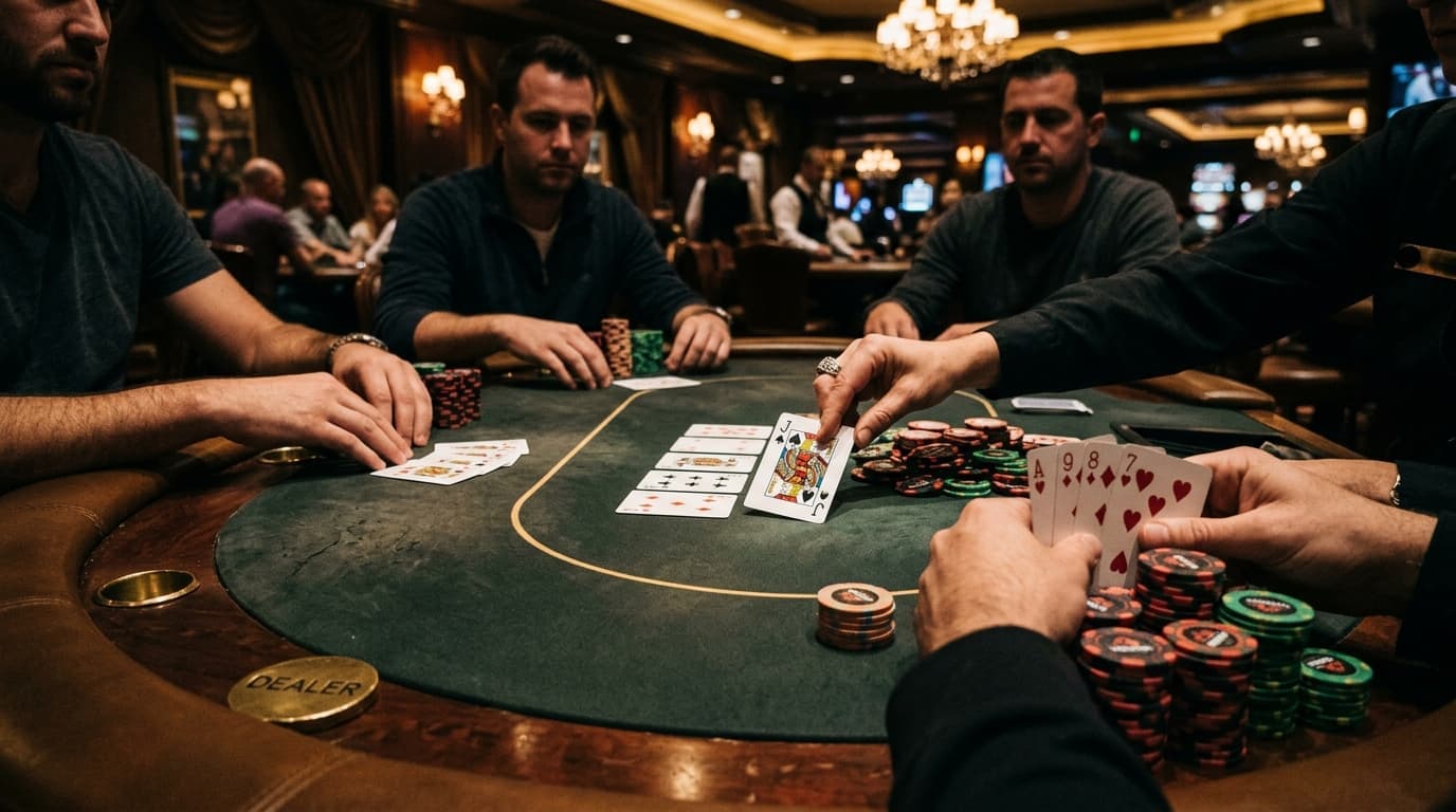 Chips move toward the middle on the turn as a once-simple board becomes dangerous.