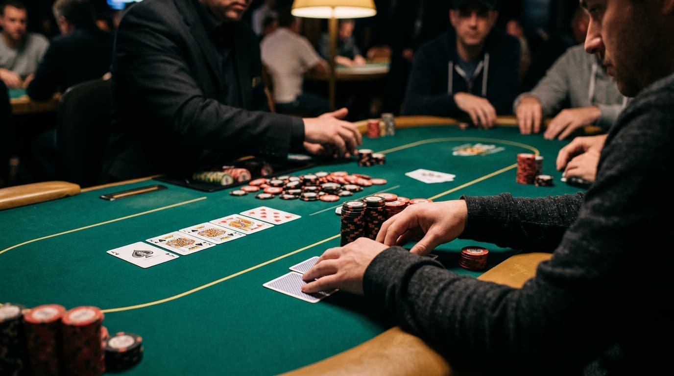 A pretty Omaha hand sits near a board that could still make it expensive.