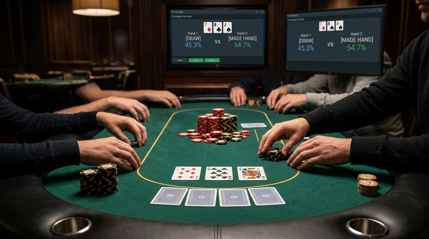 Pot-Limit Omaha strategy visual for How to Use a PLO Equity Calculator for Draw Versus Made-Hand Spots