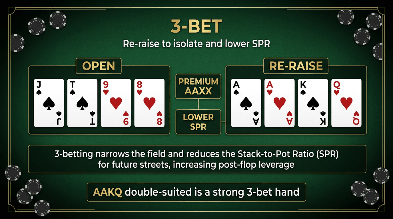 3-Bet PLO strategy infographic