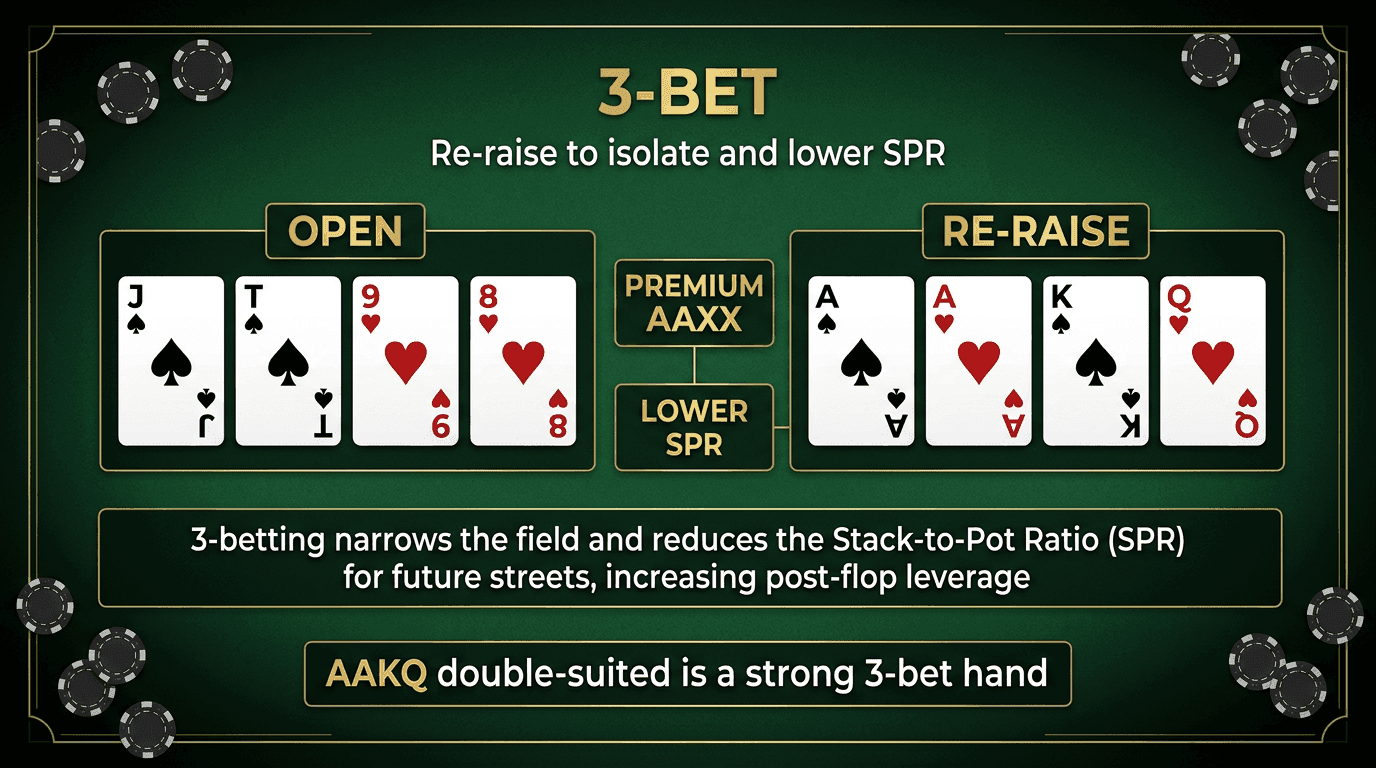 3-Bet PLO strategy infographic