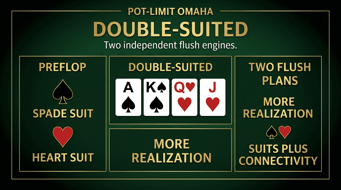 Double-Suited PLO strategy infographic