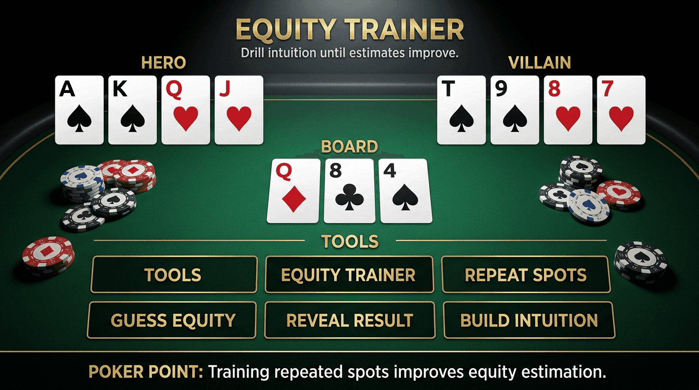 Equity Trainer PLO strategy infographic