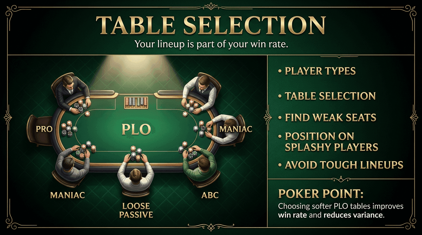 Table Selection PLO strategy infographic